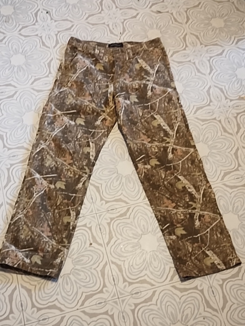 Men's Carpenter Canvas Camo Pants Brown Gray Zip Fly AEROPOSTALE Sz S 32/29